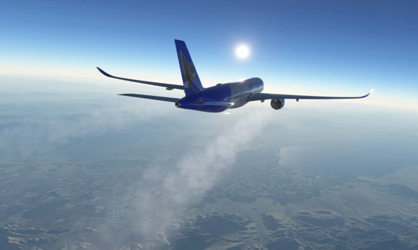 Airbus A350 · passenger · blue, photograph 4007