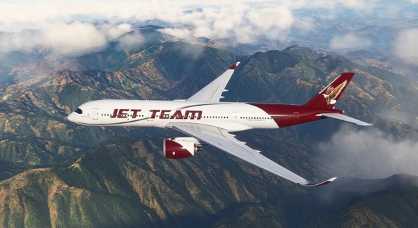 Airbus A350 · passenger · burgundy, photograph 4009