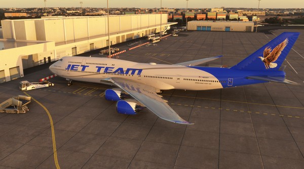 Boeing 747-8i · passenger · blue, photograph 5008