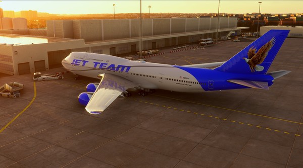Boeing 747-8i · passenger · blue, photograph 5009
